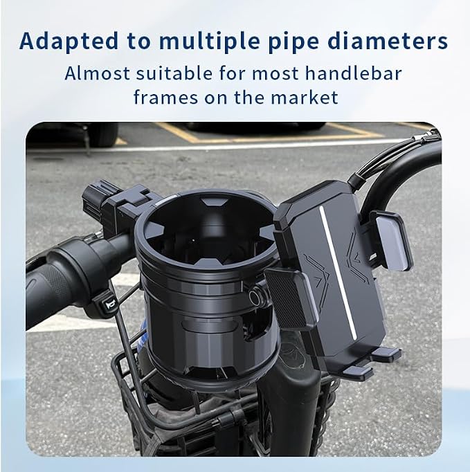 3-in-1 Stroller Cup Phone Holder Attachment, Universal Cup Holder with Adjustable Phone Mount, Double Cup Holder for Walker, Wheelchair, Fits Most Donna, Uppababy, Bugaboo, Anti-Slip & Easy Install
