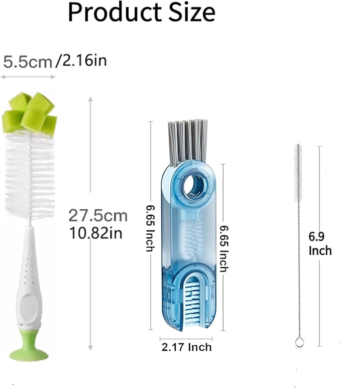 Sponge Bottle Cleaner, 4-in-1 Cup Lid Gap Brush Cleaner, Silicone Bottle Cleaning Brush for Tumbler, Water Bottle, Baby Bottle, Straws