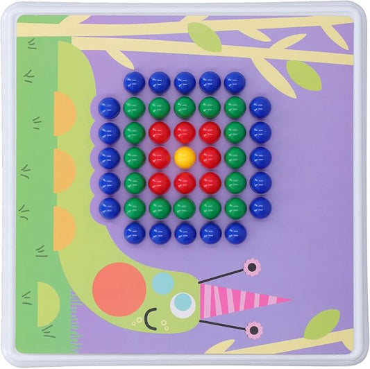 CCYLEZ Mushroom Nail Puzzle Board, Colorful Pegboard Toy Set for Kids Develop Fine Motor Skills Hand Eye Coordination with 240 Pegs 8 Cards Storage Bag Safe Plastic Material
