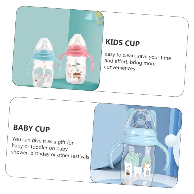 GARVALON 1pc Leak Boy Girl Water Cup Straw Feeding Bottle for Plastic Design Comfortable to Hold Handle Knight for Independent Drinking