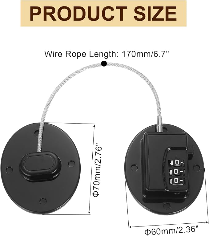 uxcell Refrigerator Lock, 1Pcs Fridge Locks Combination Refrigerator Door Locks Cabinets Lock Dual-Purpose with Strong Adhesive for TV Cabinets Refrigerator Drawer Wardrobe, Black/Oval