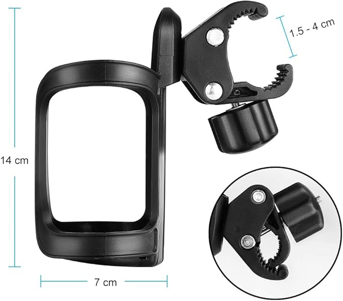 Accmor Stroller Cup Holder, Universal Cup Holder for Uppababy, Nuna, Doona Strollers, 360 ° Rotatable Bottle Holder for Stroller, Wheelchair, Walker