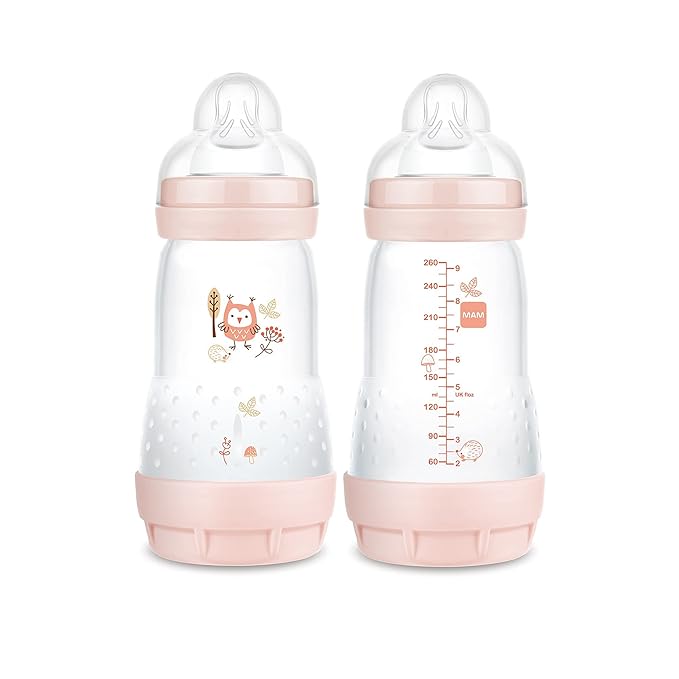 MAM Easy Start Anti-Colic Baby Bottles, Slow & Medium Flow Silicone Nipples, 5 & 9 oz, Reduces Colic, Gas, & Reflux, BPA-Free, Self-Sterilizing, Sustainable