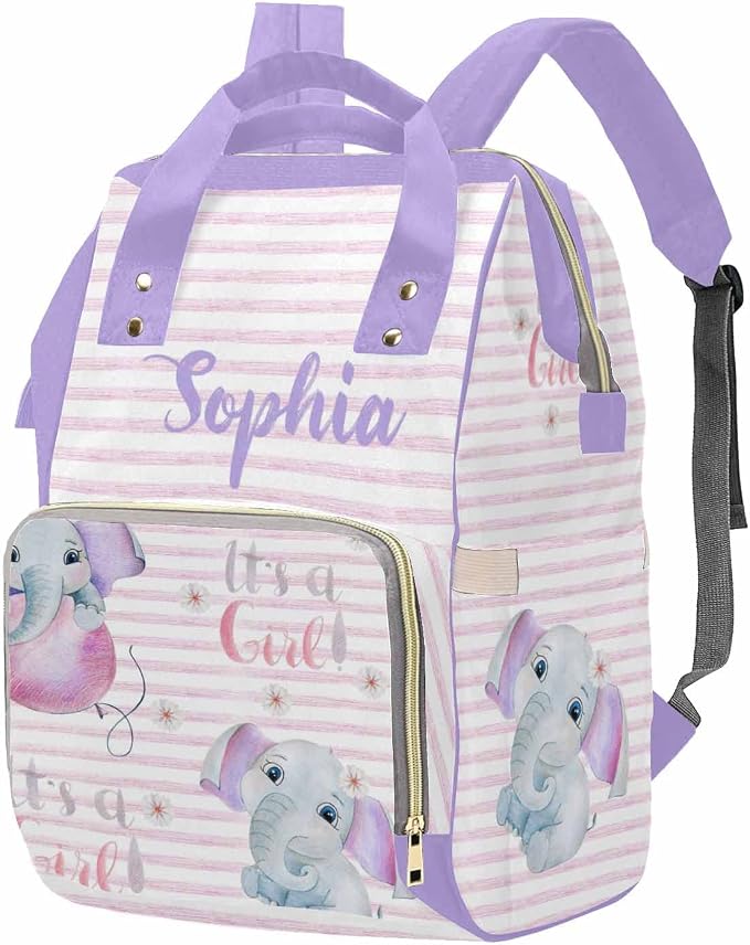 M YESCUSTOM Personalized Multifunction Diaper Bag Backpack Custom Baby Bag for Women Customized Stripe Waterproof Large Capacity Travel Daypack