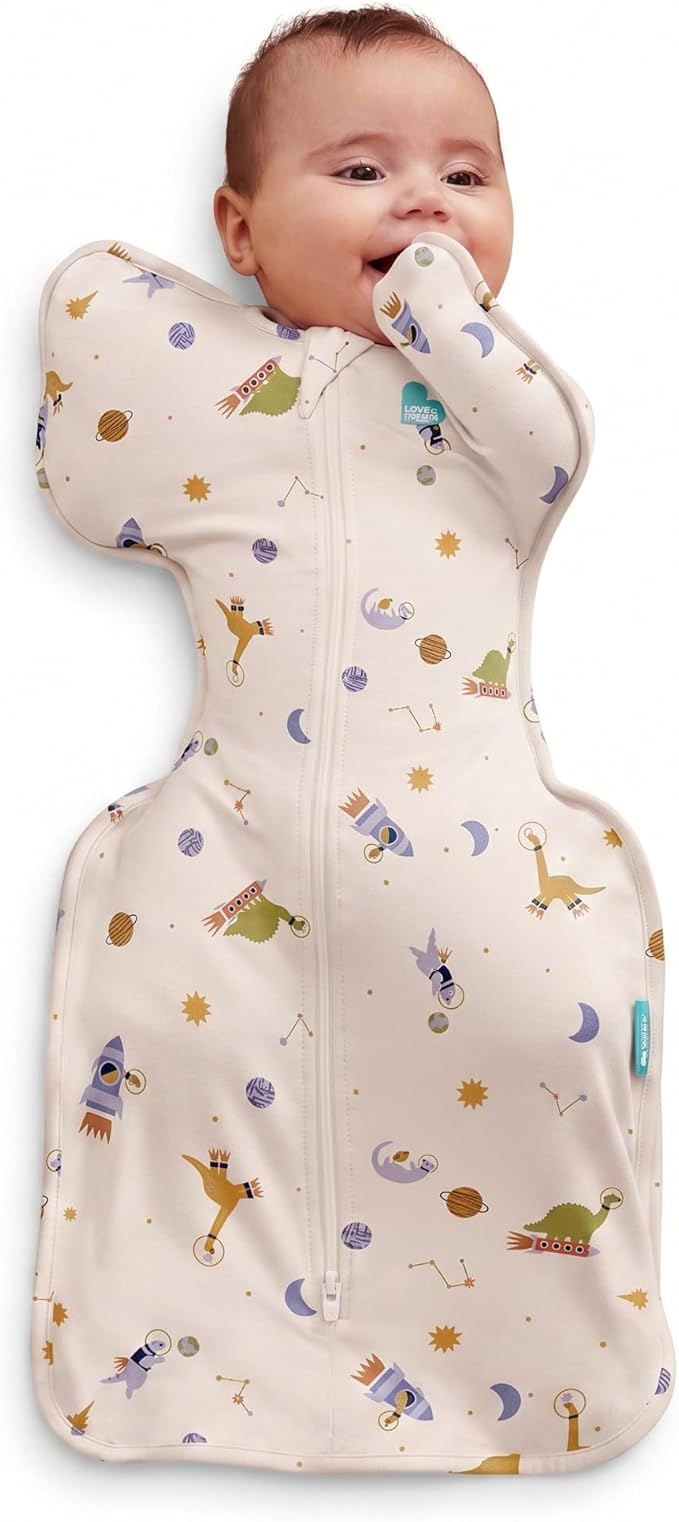 Love to Dream Swaddle UP, Baby Sleep Sack, Self-Soothing Swaddles for Newborns, Improves Sleep, Secure Fit Helps Calm Startle Reflex, New Born Essentials for Baby, 1.0 TOG, 5-8.5 lbs, Space Dinos