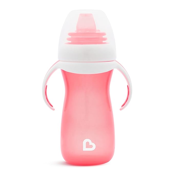 Munchkin Gentle Transition Baby Sippy Cup, Baby's First Sippy - Helps Babies & Toddlers Transitioning from Bottles to Cups, Spill Proof, 9 Months & Up, 10 Ounce, Pink