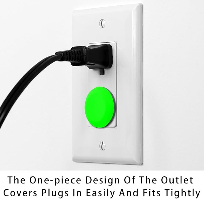Pure Green Pattern 12 Packs Outlet Covers, Safety Electrical Outlet Plug Covers, Child Proof Socket Caps, 2-Prong Power Wall Plates