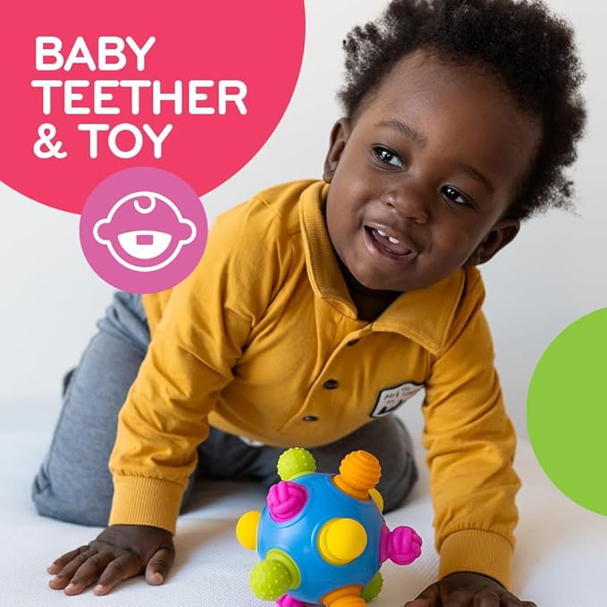 Mobi Woblii Sensory Ball - Sensory Activities for Toddlers and Kids, BPA-Free and Food Grade Silicone Teething Toy, Montessori Learning Games - for 3 Month Old and Up
