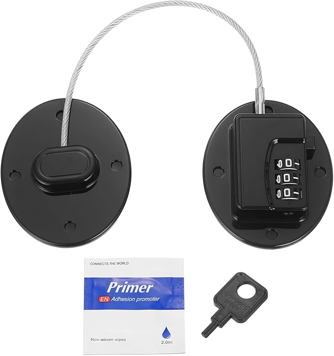 uxcell Refrigerator Lock, 1Pcs Fridge Locks Combination Refrigerator Door Locks Cabinets Lock Dual-Purpose with Strong Adhesive for TV Cabinets Refrigerator Drawer Wardrobe, Black/Oval