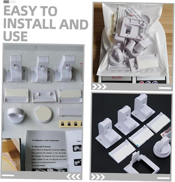 FAVOMOTO 4sets Multi-functional Invisible and Cabinet Latches for Childproofing Furniture Easy Installation for Home Safety
