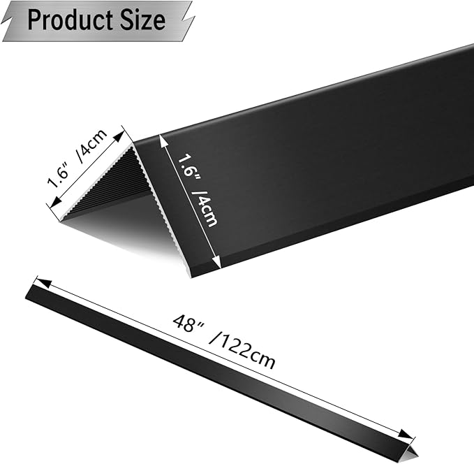 Aluminum Alloy Black Corner Guards 20Ga Thickness Wall Corner Protectors for Walls Right Angle Corner Protectors L Shaped Metal Protectors Guards (1.6x1.6X48 Inch-2PCS)