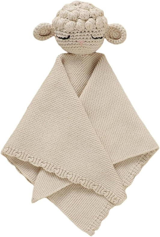 Neiwech Sheep Snuggle Loveys for Babies Cotton Baby Security Blanket for Newborn Infant Boys Girls Beige