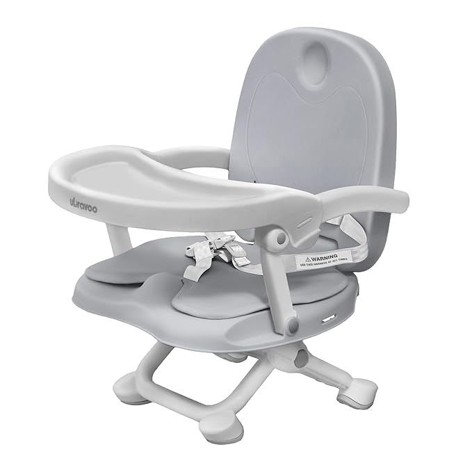 Baby Booster Seat for Dining Table with Removable Tray & Cushion, 3in1 Portable Toddler Booster Seat, 4 Height Adjustable Travel High Chair for Babies and Toddlers