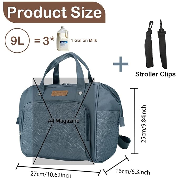 FHELAD Lightweight Mini Diaper Backpack for Quick Trips - 5-Way Carrying Waterproof Baby Bag with Insulated Bottle Pockets, Perfect for Hospital & Park Outings, Dark Gray