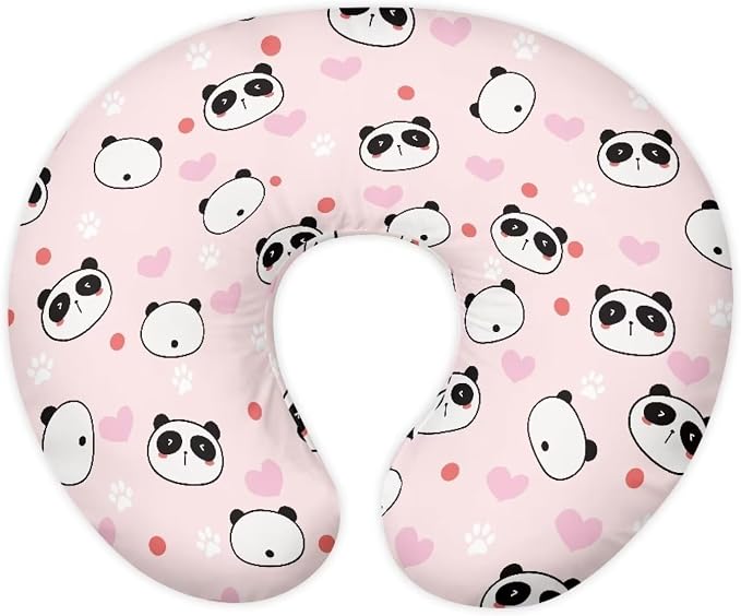 Panda 2 Nursing Pillow Cover Breast Feeding Pillow Covers 1 Pack for Breastfeeding Pillow Soft Fabric Fits Snug On Infant Feeding Cushion Cover Pillow Not Included