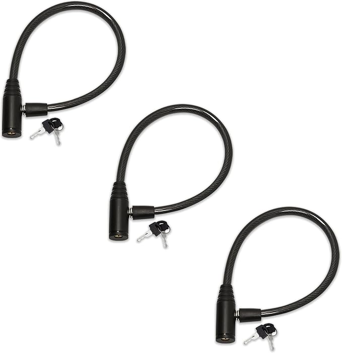 Urban August Child-Proof Refrigerator Lock for Kids & Adults - Lock for French Door Fridge and Cabinet (Regular, Black - 3 Pack Keyed Alike)