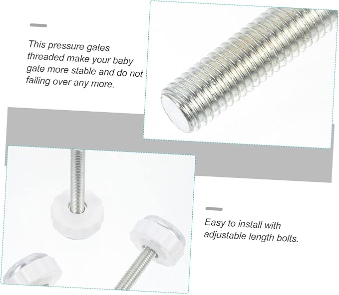 4pcs Baby Gate Threaded Spindle Rods Adjustable Baby Gate Adapter for Stairs Screw Mounted Bolts Compatible
