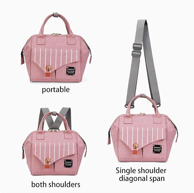 Diaper Bag Backpack- Baby Waterproof Multi-Function Mini Smart Diaper Bag Backpack With Insulation Pocket Baby Messenger for Outdoor & Working Mothers, Small Size (Pink)