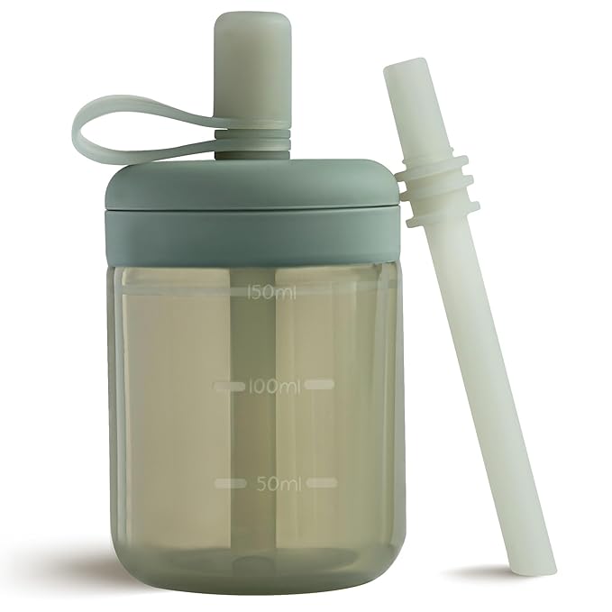 Moonkie Baby Training Cup Silicone Straw Cup | BPA-Free Drop-Proof Sippy Cups for Infants Toddlers and Kids 6 Months+ | 5 oz, 1pack, DX-BTC-01