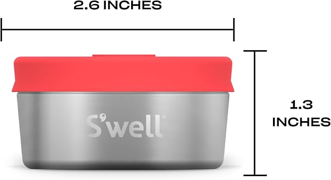 S'well Stainless Steel Condiment Container Set of Two, 2oz, Tangerine/Turquoise, Single Walled Durable Construction, Leakproof Silicone Lids, Dishwasher Safe