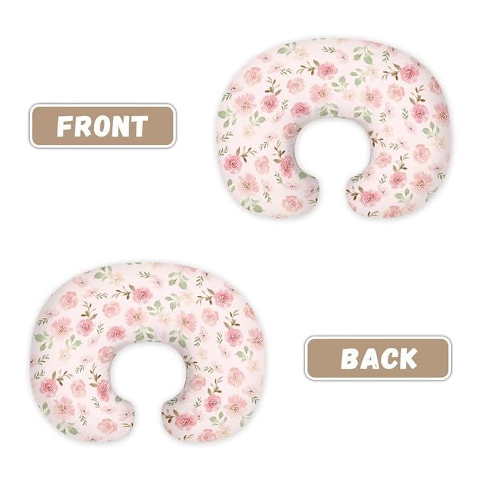 Pink Flower Nursing Pillow Covers for Breastfeeding Pillow, Cozy Nursing Slipcover Breastfeeding Pillow Covers for Breastfeeding Mom