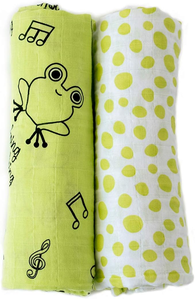 Milk&Moo Cacha Baby Swaddle Blanket, 100% Cotton, Muslin Swaddle Blankets, Ultra Soft, Breathable, Lightweight, Set of 2 Muslin Blanket for Boys and Girls Made in Turkiye