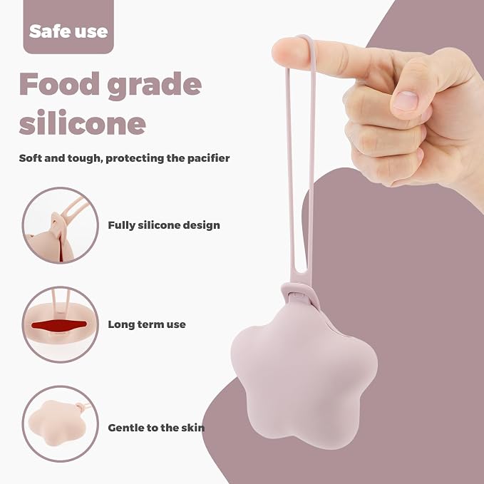 3PCS Pacifier Holder Case, Portable Silicone Pacifier Storage Pacifier Container, Baby Pacifier Silicone Holder Pouch for Newborn, Safe and Soft Material Silicone Pacifier Cover Pacifier Bags