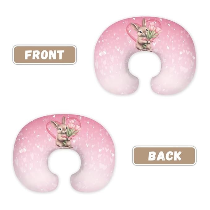 Rabbit Tulip Nursing Pillow Cover Breast Feeding Pillow Support Positioner Lounger Slipcover for Baby Boy Girl Newborn Infant
