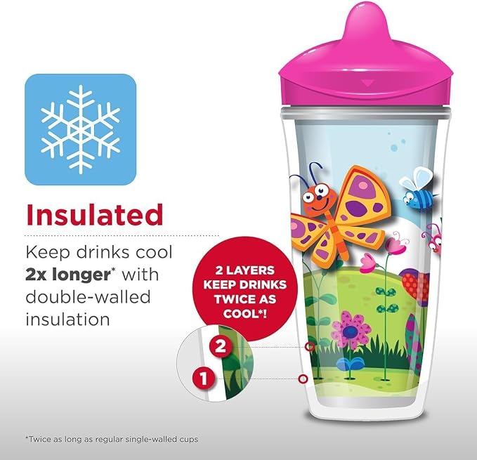 Playtex Baby Sipsters Straw Sippy Cup for 12+ Months, 9 Ounce (2 Count), Blue Blippi Design, Insulated Toddler Water Bottle for Kids, Spill-Proof Cups for Toddlers 1-3, Stage 3