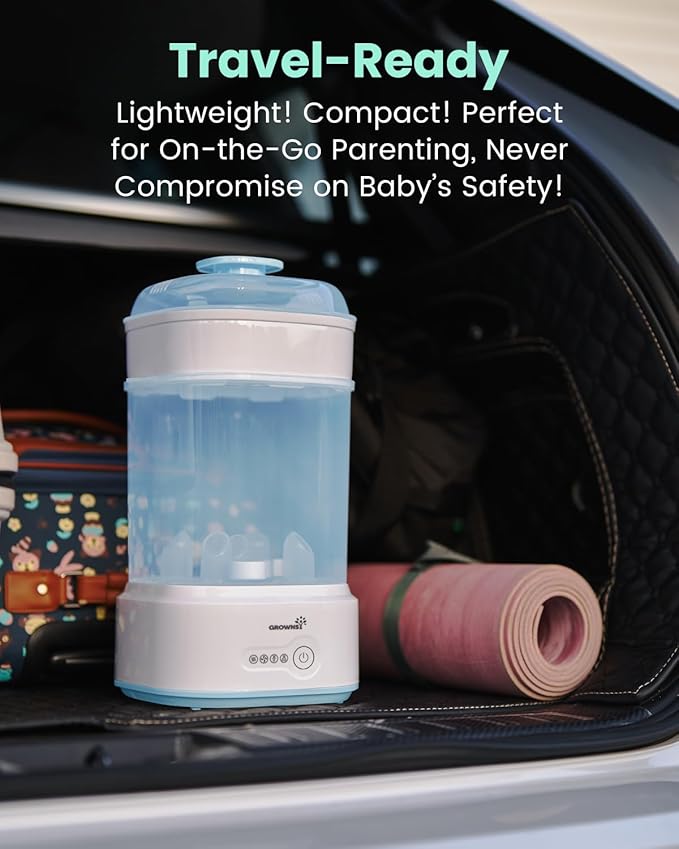 Bottle Sterilizer and Dryer, Compact Electric Steam Baby Bottle Sterilizer (Esterilizador de Biberones), Bottle Sanitizer for Baby Bottles, Pacifiers, Pump Parts Blue