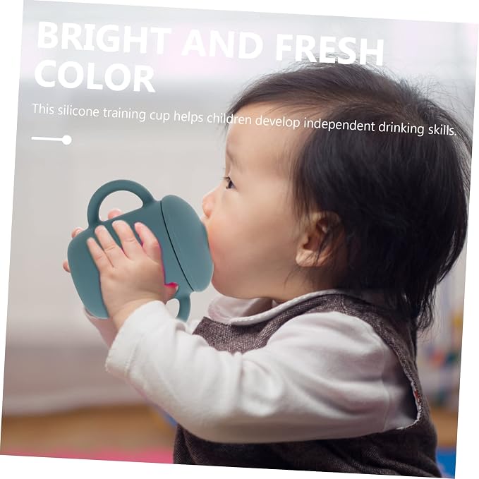 1Pc Silicone Drinking Cup with Straw Leak Training Cup for Months Smoky for Boys Learn Independence