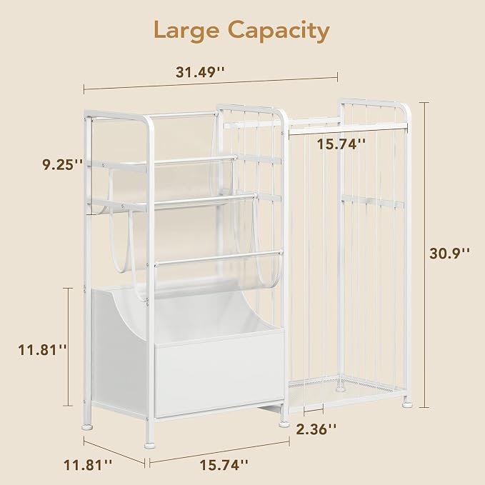BBLIKE Kids Bookshelf and Stuffed Animal Storage - Multi-Function Nursery Book Shelves with Leather Toy Box and PVC Book Display, Toy Organizer for Playroom, Bedroom, Nursery, White