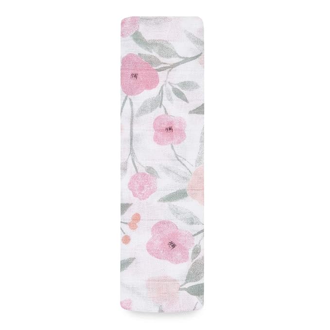 aden + anais Swaddle Blanket, Boutique Muslin Blankets for Girls & Boys, Baby Receiving Swaddles, Ideal Newborn & Infant Swaddling Set, Perfect Shower Gifts, Single, Mon Fleur