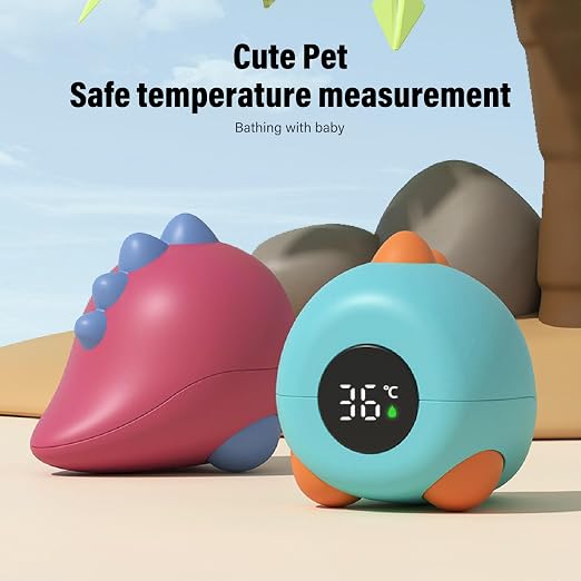 RiToEasysports Baby Bath Thermometer, Real Time Digital Dinosaur Water Temperature Thermometer for Newborn Bath (Blue)