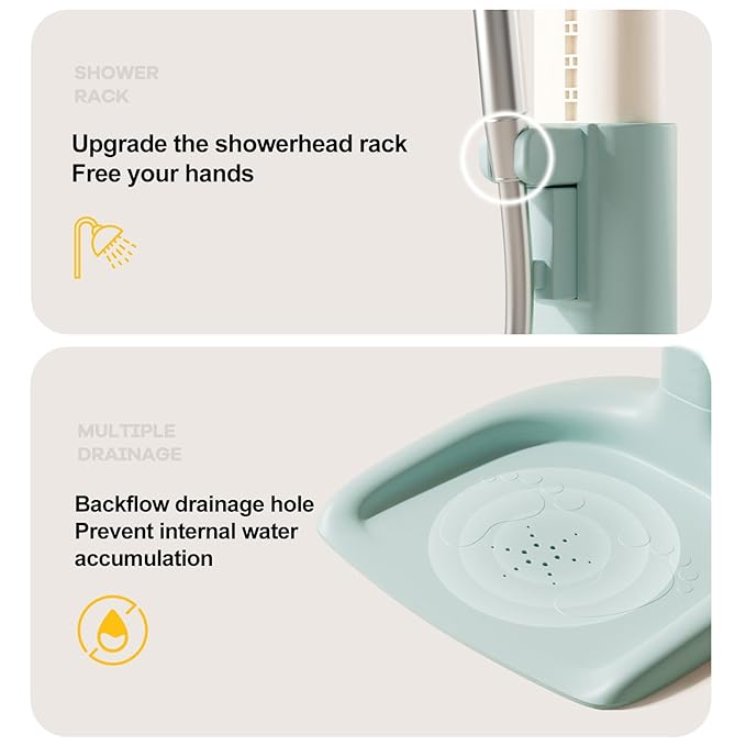 Adjustable Baby Shower Stand with Anti-Slip Base,Bath Shower Standing Support Stand,Portable Bath Helper Bath Support for Infants Portable Bath Helper for Baby 8-24 Months (Yellow-C)