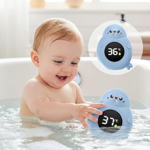Baby Bath Thermometer for Infants,Cute Seal Digital Infant BathtubThermometer,Digital Floating Water Thermometer with LED Display,Waterproof,for Infant Bathtub Safety,NewbornBath Essentials Gift