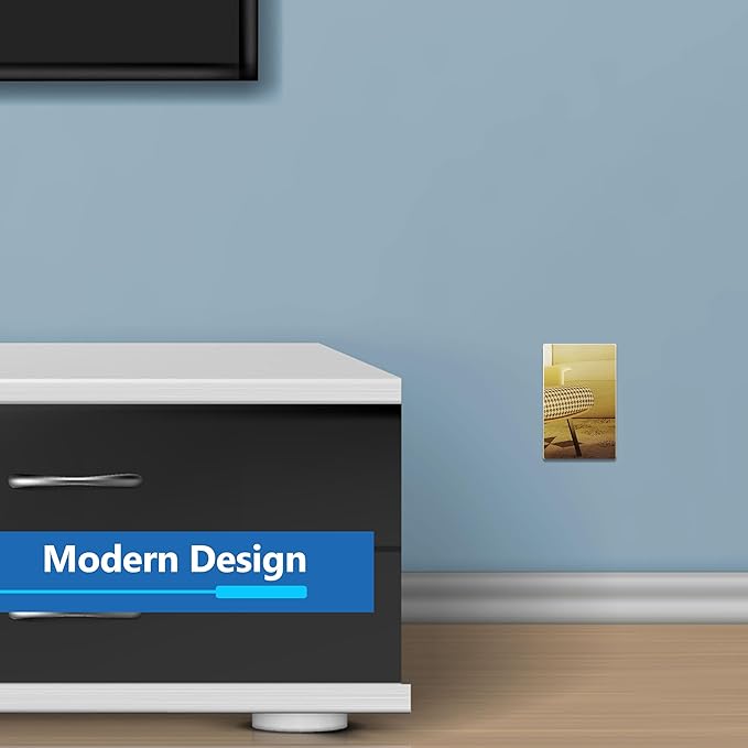 LIDER Blank Wall Plate, Temperature and Impact Resistant, Acrylic, Reflective, Screwless Cover, Modern Decoration Upgrade, Mid-Size, 1-Gang 4.88" x 3.11?? Gold