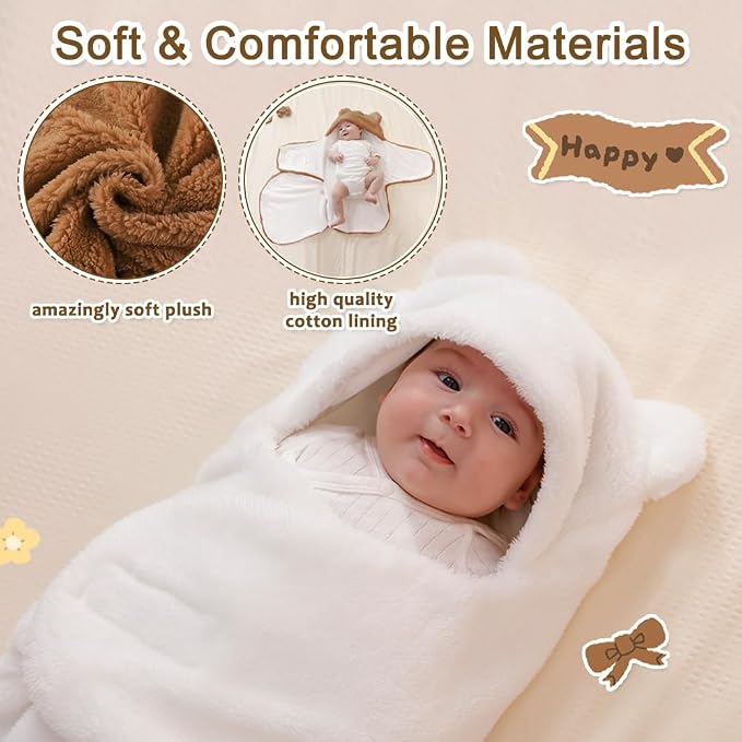 AiWMGL Baby Winter Fleece Swaddle Blanket 0-3 Months Boys Girls Warm Adjustable Newborn Swaddling Wrap Soft Plush Sleeping Sacks