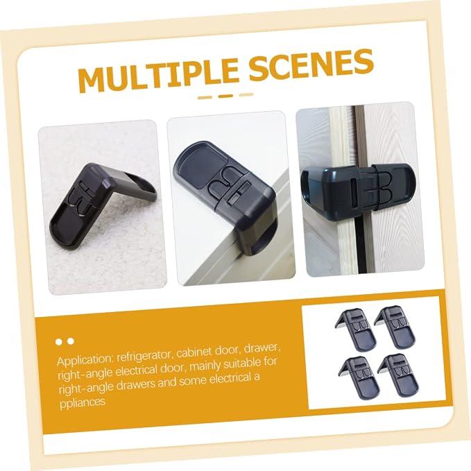 4pcs Boy Girl Safety Cabinet Lock Drawer Locks for Proofing Easy Install Punch Design Black Childproof Furniture Safety