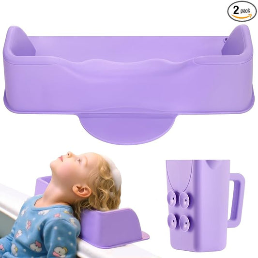 Hair Washing Station for Kids, Portable Silicone Hair Washing Basin for Sink & Bathtub, Tear-Free Shampoo Bowl with Rinse Cup,Make Wash Day Much Easier