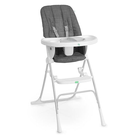 Ingenuity: ity by Ingenuity Sun Valley Compact Folding High Chair, Food-Grade Safe Plate, Safety Harness, for Ages 6 Months and Up, Unisex - Grey
