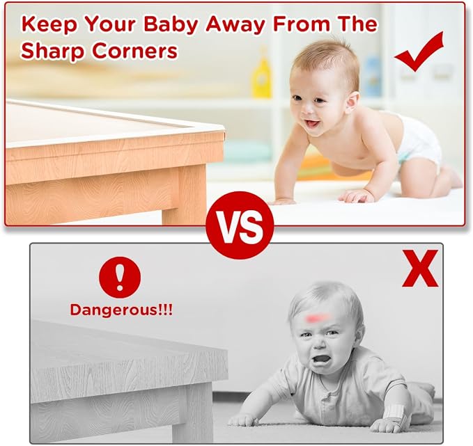 Corner Protectors Baby Proofing 6.6ft(2M) with 4 Corners,Corner Protector,Furniture Corner Guard & Edge Safety Bumpers, Soft Edge Protectors with Upgraded Pre-Taped Strong Adhesive