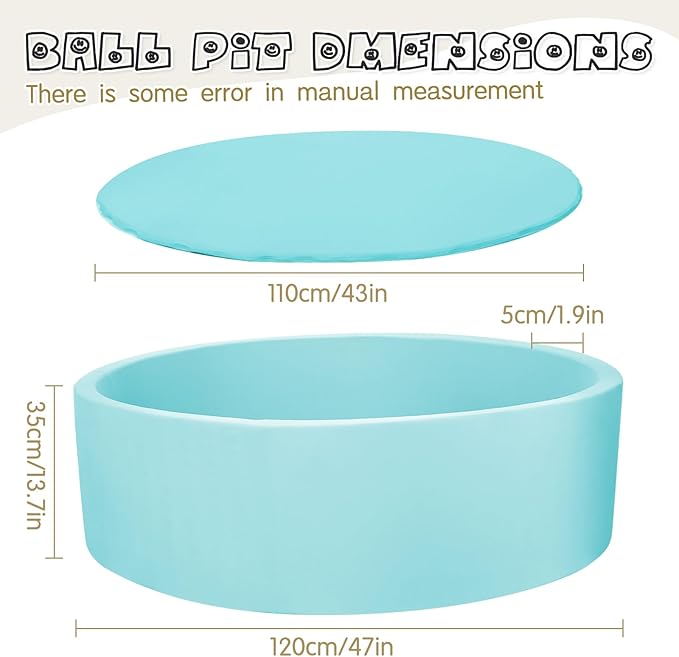 Foam Ball Pit for Kid, Kids Soft Ball Pit,Kiddie Balls PoolIdeal Gift Toys for Children, 47 Inch,Blue