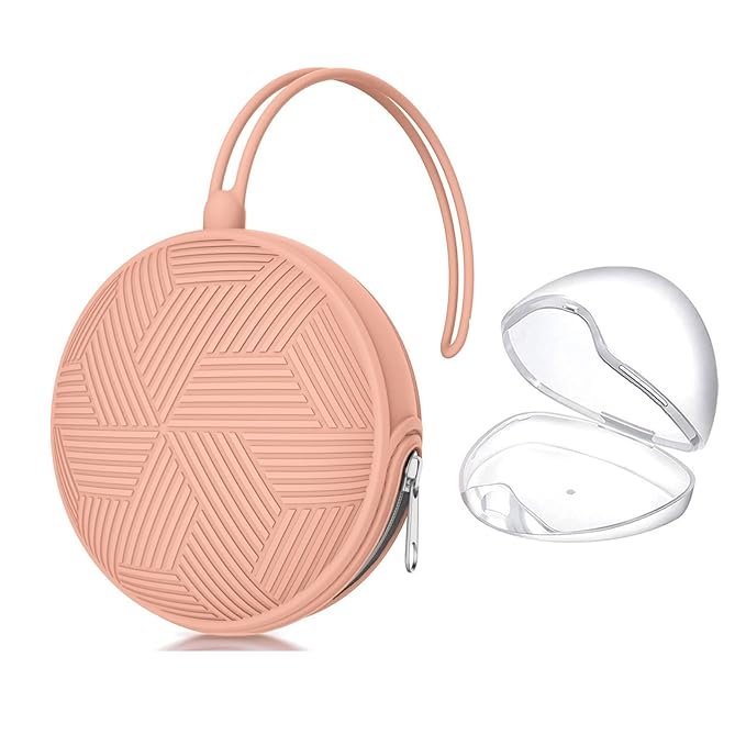Smlpuame Pacifier Holder Case,BPA Free Portable Pacifier Storage Container,Silicone Baby Pacifier Cover Pouch for Diaper Bag Stroller,Travel Outdoor Activities,Easy to Clean(Muted)