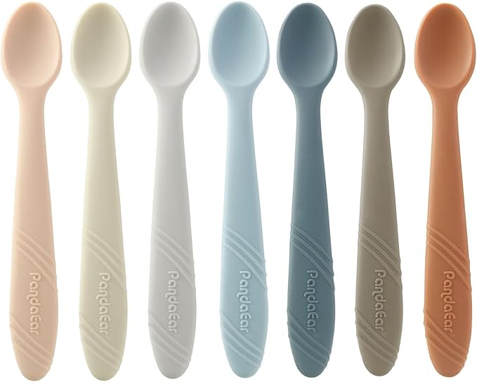 PandaEar 9PCS Silicone Baby Feeding Set & 7 Pack Silicone Baby Feeding Spoons
