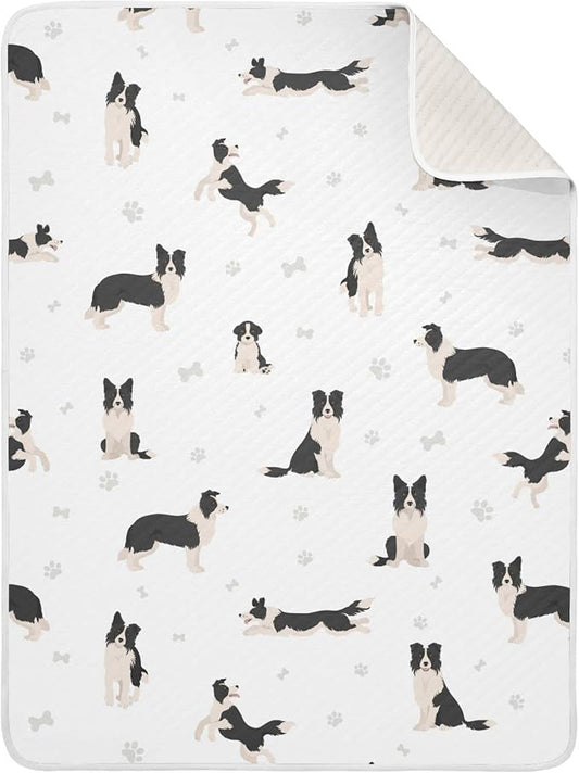 Ollabaky Baby Border Collie Cotton Throw Blanket Swaddle Blanket for Crib Stroller 30"x40"