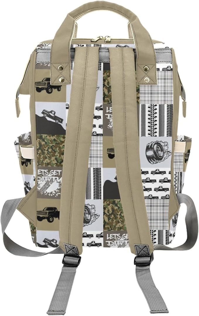 Personalized Diaper Bag Customized Waterproof Nursing Bags Custom Mommy Daypack with Name for Travel Outside Daily Use (Truck)