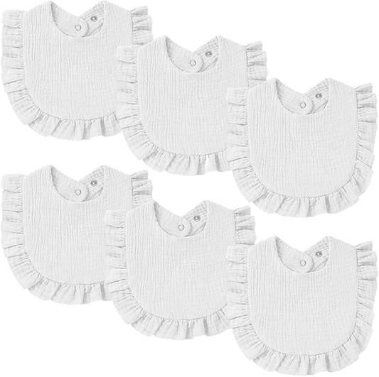 Oiomniv Muslin Baby Bibs, 6-Pack Bandana Drool Bibs Soft Cotton Adjustable Unisex Newborn, Toddler for Drooling Teething