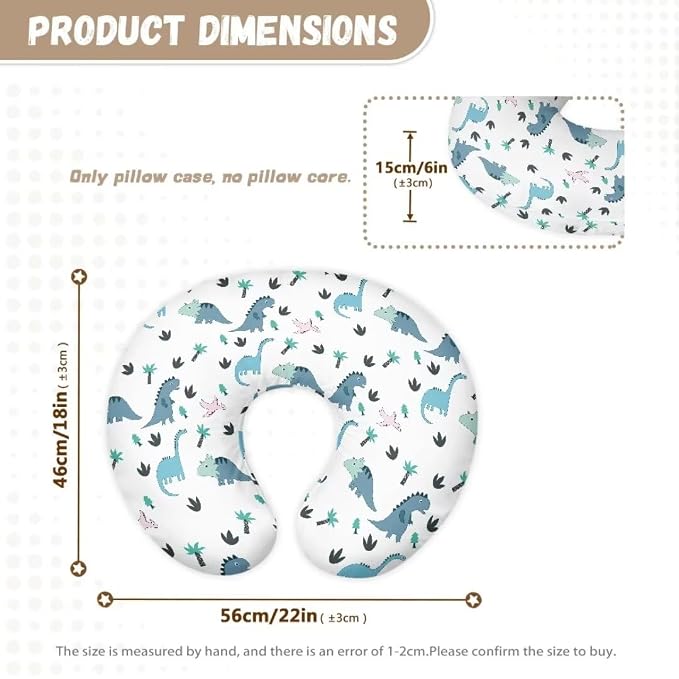 Pillow Cover for Infant Snug,Durable Breathable Nursing Pillow Case with Hidden Zipper,Neutral Breastfeeding Pillow Slipcover,Cute Dinosaur and Tree
