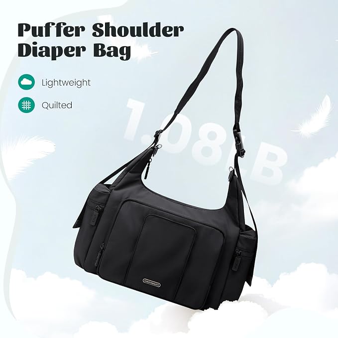 14L Puffer Diaper Bag Tote, Large Capacity Travel Diaper bags, Crossbody Hospital Bag for mom